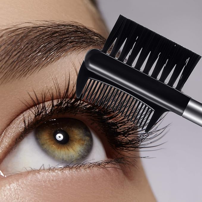 3 Pcs Eyebrow Brush Eyelash comb separator 3 Head Eyelash Shaper and Eyebrow Brush Dual Comb Double Head Makeup Grooming Tool for Women Cosmetic Separating Shaping Brow(Black)