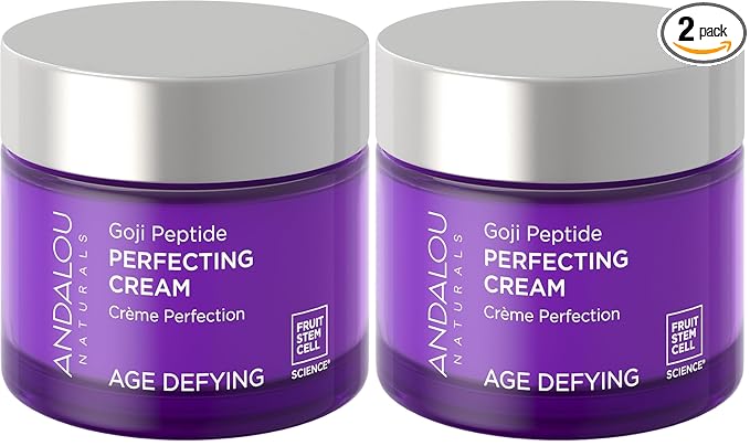 Andalou Naturals Goji Peptide Perfecting Cream-Age Defying Face Moisturizer with Resveratrol, CoQ10 - Supports Skin Collagen and Elastin, Improves Appearanceof Wrinkles & Signsof Aging (Pack of 2)