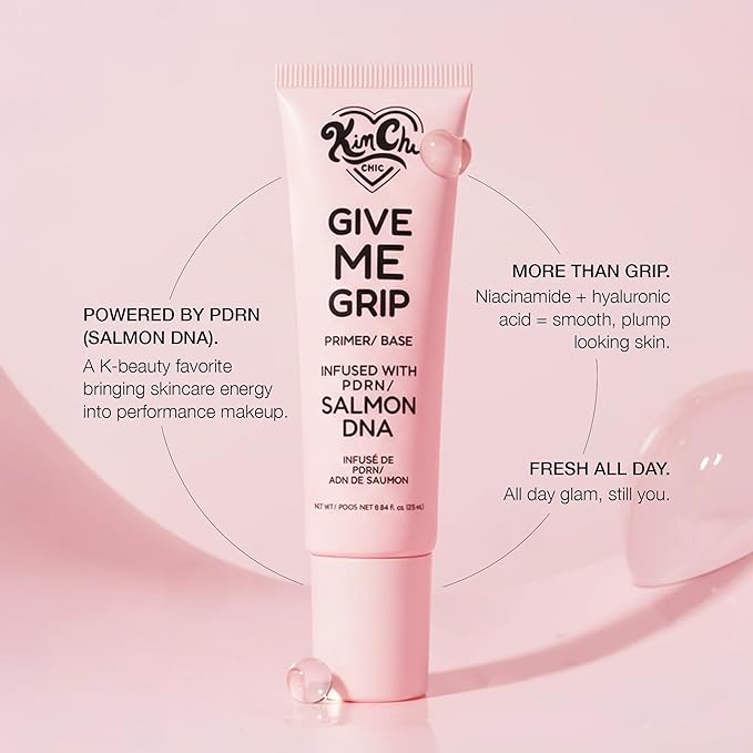 KimChi Chic Beauty Give Me Grip Gel Face Primer with PDRN, Niacinamide & Hyaluronic Acid, Hydrating Face Makeup Base for Long-Wear Hold, Smooth Luminous Finish, Korean Makeup Primer, 0.84 fl oz