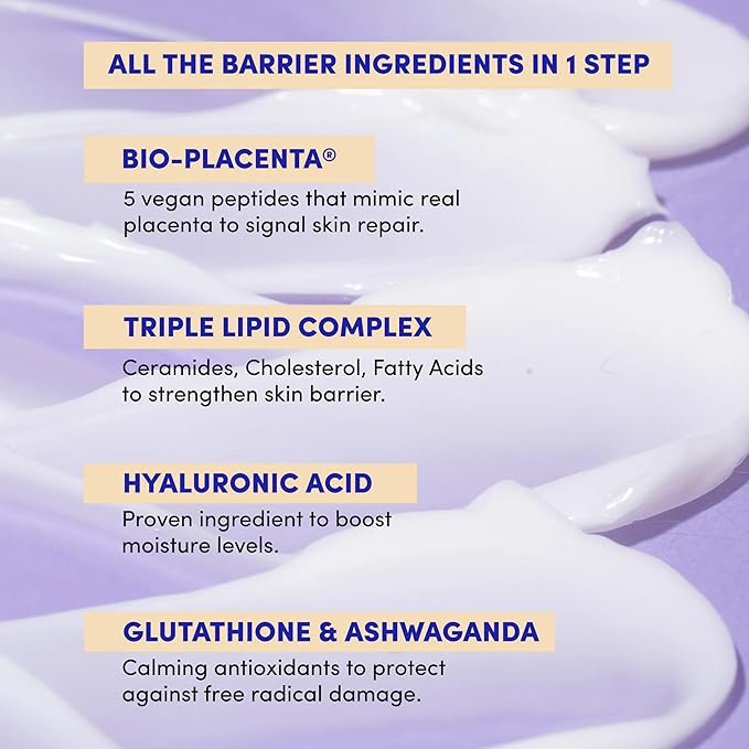 Pep Talk Bio-Placenta Barrier Repair Cream for Redness & Dryness, Body and Face Moisturizer, Ceramide Barrier Repair Moisturizer Infused with Glutathione and Ashwagandha, 1.7 fl oz