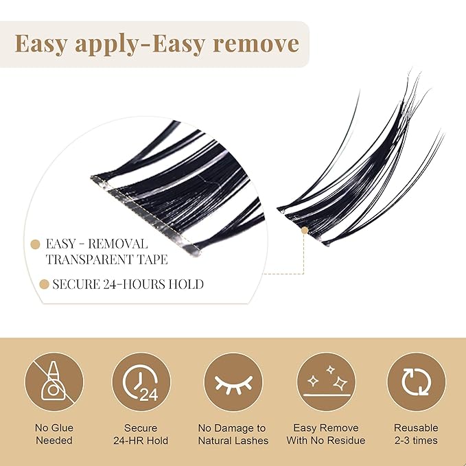 cosmic winks Self Adhesive Glue Free Lash Clusters kit Easy Removal lash Extensions Soft Lightweight Thick And Dense Lashes Beginner Friendly False Eyelashes 110 Clusters