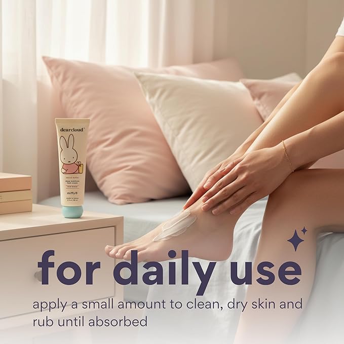dearcloud Miffy Rescue Butter Foot Cream – Cracked Heel Repair Cream with Shea Butter, Urea, Peppermint Oil & Allantoin – Korean Foot Cream - 3 fl oz (Mint Breeze)
