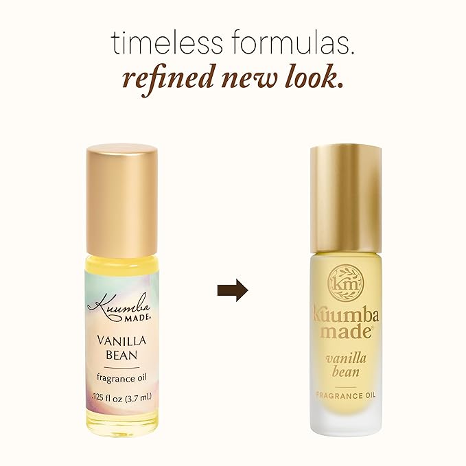 Kuumba Made Vanilla Bean Fragrance Oil, Long-Lasting Scented Oil Perfume Roller, Vegan, Alcohol-Free, 0.15 Fl Oz