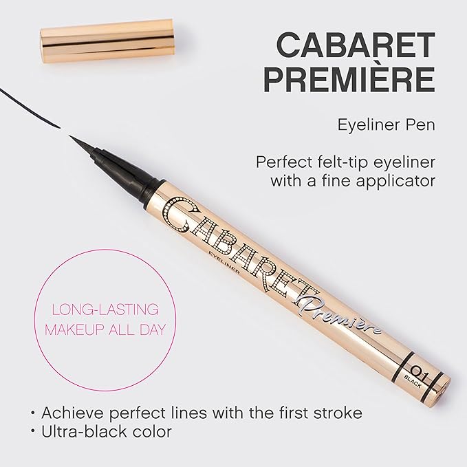 Vivienne Sabó Cabaret Premiere Eyeliner Pen – Ultra Black Eyeliner Pencil with Felt Tip, Smudge-Proof and Longwearing, Quick-Dry Liquid Formula for Precise Eye Definition, 0.04 fl oz