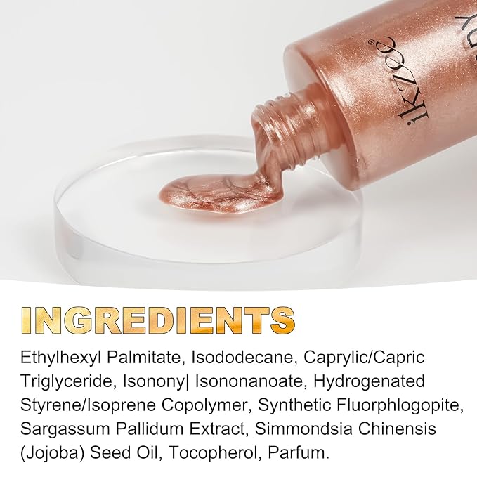 Shimmer Oil 100ml, Moisturizing Long Lasting Body Luminizer Face Brighten, Waterproof Liquid Illuminator Glow, Glitter Oil Highlighter Summer Glowing Makeup (#05 Rose Gold)