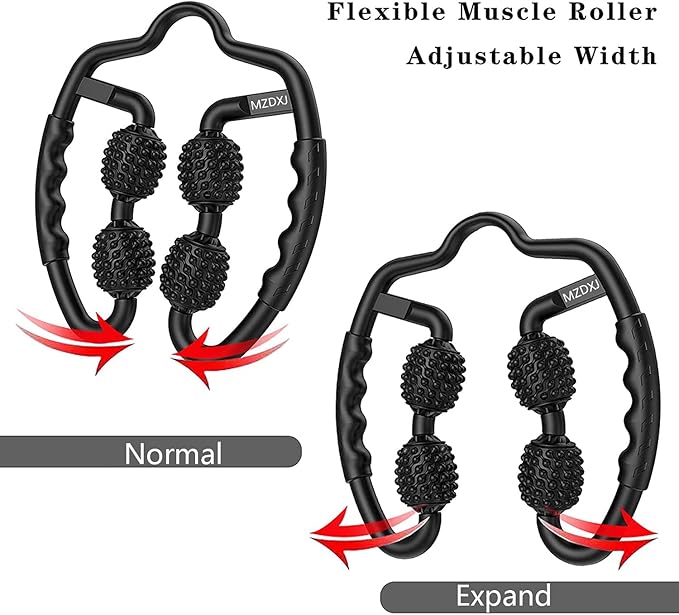 Cellulite Massage Tool Muscle Roller - Deep Fascia Massager & Dimpled Skin Remover for Legs, Thighs & Buttocks - Anti-Cellulite Roller, Smooth Skin, Pain Reliefs Black（Black - 4 Wheel）