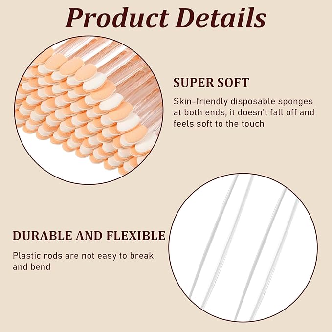 500pcs Eyeshadow Applicators Sponge Tip Eye Shadow Brush Disposable Chrome Sponge for Nail Chrome Brush Applicator Powder Brushes Make up Applicators Double Sided Sponges Foam for Women Girls