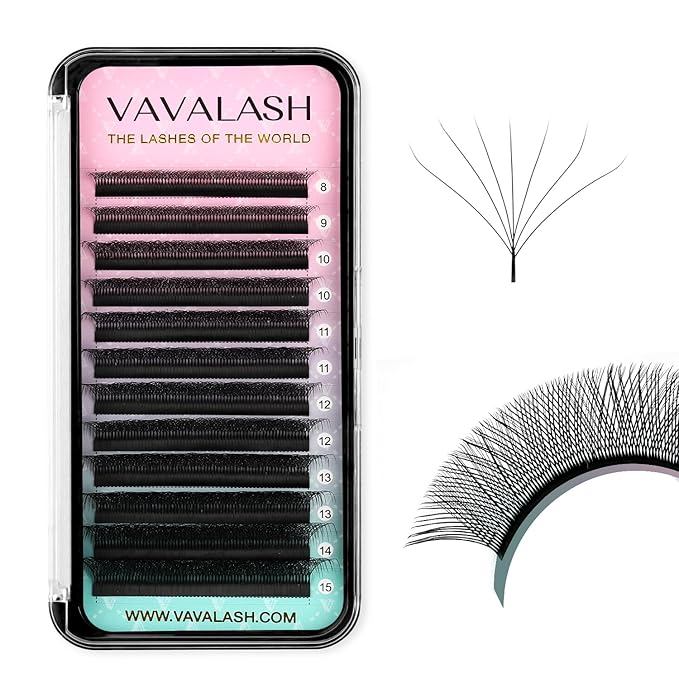 VAVALASH 7D W Shape Eyelash Extension 7D Premade Fans 0.07 C Curl Volume Lash Extensions Easy Fanning False Lashes Matte Black Volume Premade Cluster W Lashes(W Shaped-7D-0.07-C-8-15mm）