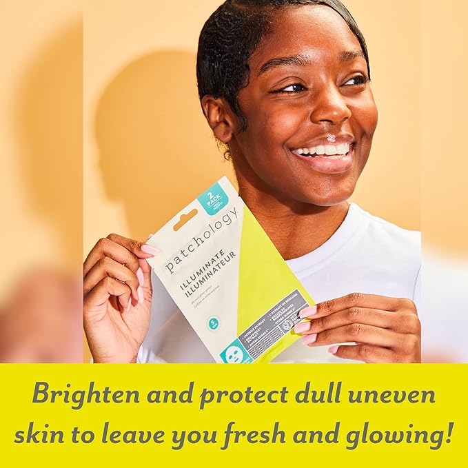 Patchology Brightening Face Masks with Vitamin C - Men & Women Face Masks Skin Care Sheet for Skin Brightening and More Even Skin Tone - Illuminate FlashMasque Face Sheets Moisturizer (2 Count)