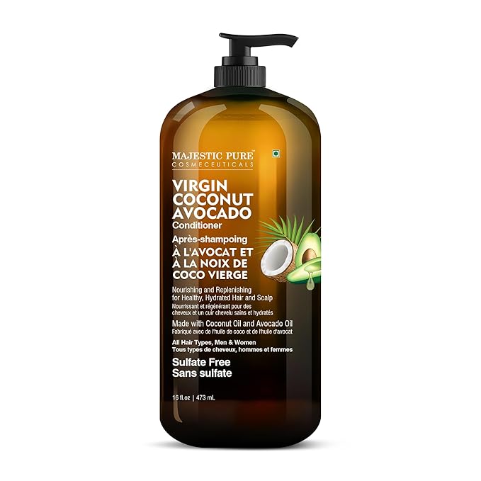 Majestic Pure Avocado Coconut Conditioner - Vitamin Enriched Gentle Hair Conditioner Formula Nourishes Dry & Damaged Hair - for Daily Use, Sulfate Free, for All Hair Types- 16 fl. oz.