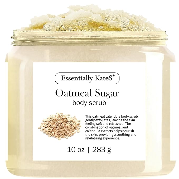 Oatmeal Sugar Body & Foot Scrub 10 oz - Very Gentle, and Perfect for Sensitive Skin, for a complete spa-like experience - The best stocking stuffer.