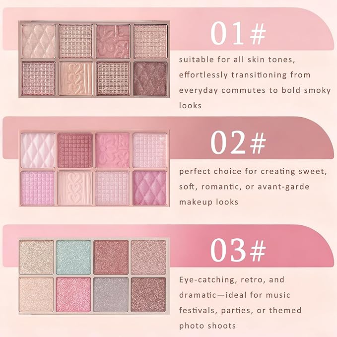 K'APEINE 8 Colors Eyeshadow Palette,Red Brown Eyeshadow Shimmer Eyes Makeup Palette Eye Shades With 1 Dual Brush Long-Lasting Blendable Shades,Naturing-Looking,Waterproof Warm Eye Shadow for Women-01