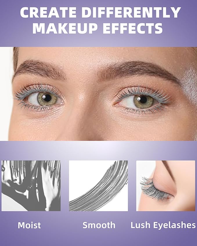5D Gray Mascara for Eyelashes-1Pcs Longlasting Waterproof Smudge-Proof Cold Grey Mascara Volume and Length, Volumizing Defining Eye Lashes, Women’s Mother’s Day Eye Makeup Gift for Older Women 60 plus