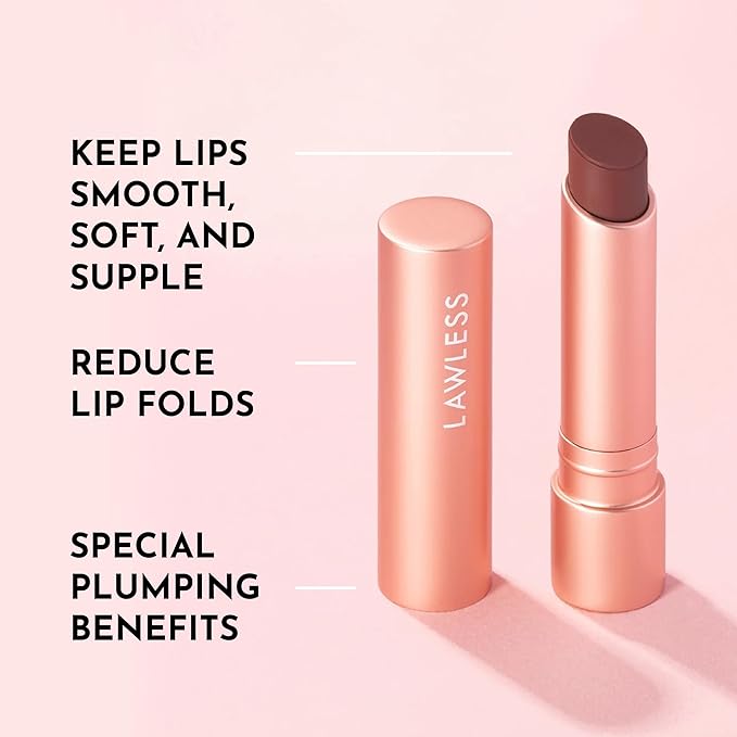 LAWLESS Women's Forget the Filler Lip Plumping Line Smoothing Tinted Balm, Amaretto, 0.09 Ounce