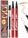 Vevivia 2 Pack Eyebrow Pen with Brush, 4 Tip&2 Tip Waterproof Eyebrow Pencils for Women, Microblading Eyebrow Pencils for All Brow Types to Create Hair-Like Brows, Non Dry Out, All-Day Wear,Blonde