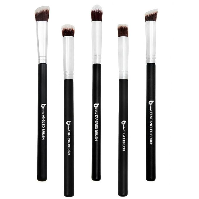 Mini Kabuki Makeup Brush Set – Beauty Junkees 5pc Professional Eyeshadow Make Up Brushes with Case; Blending, Concealer, Contour Highlighter, Smudging Eye Shadow Cosmetics, Cruelty Free