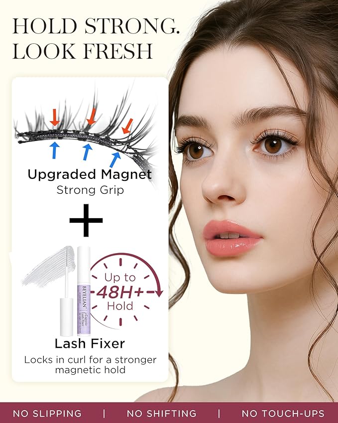 BEYELIAN Magnetic Eyelashes with Applicator, Soft Magnetic Lashes Natural Look Upgrade Lash Fixer Comfortable & Secure Fit Easy to Apply Reusable (CS101+Lash Fixer)