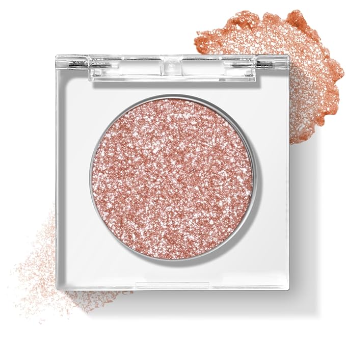 KYDA Single Glitter Eyeshadow, Champagne with Orange Brown Base, Lasting Blendable Shimmer Eyes Shadow, Sparkling Eyes Glitter, Soft Buildable Glossy Color, Wet Look Effect, Cowboy