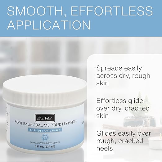 Bon Vital' Original Foot Balm, Foot Cream for Dry Skin & Cracked Heels, Moisturize Feet & Speed Healing of Blisters & Abrasions on Heel, Increase Circulation in Feet, 3.38 Ounce Tube