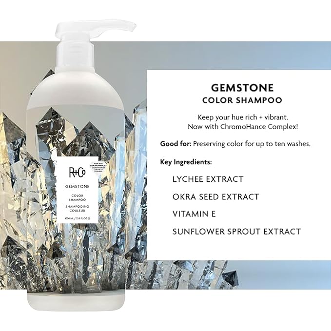 R+Co Gemstone Color Shampoo and Conditioner Liter Set – Color Protection for Vibrant, Fade-Resistant Hair – Hydration, Shine & Sealed Split Ends – Sulfate-Free & Vegan – 33.8 oz (Pack of 2)