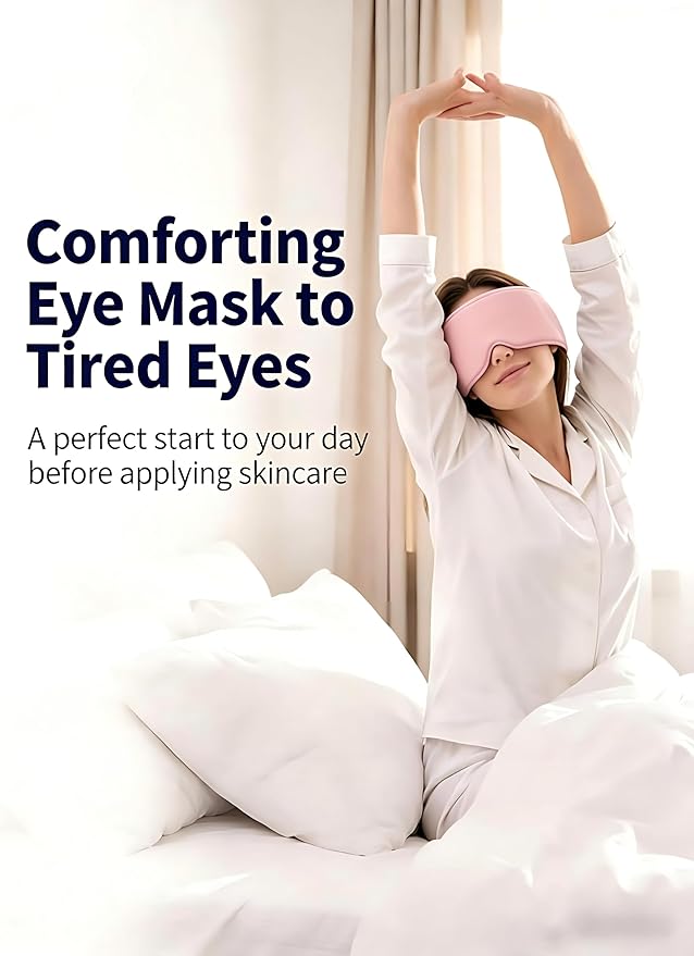 Cooling Eye Mask for Spa Care - Ultra-Flexible Ice Gel for Morning Depuffing & Dark Circles - 360° Eye Coverage - Luxury Self-Care Gifts - Cold Compress for migraines - Reusable Comfortable Pink