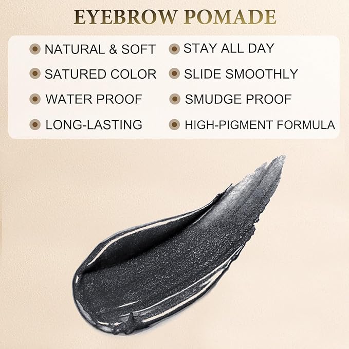 LAVONE Eyebrow Pomade - Waterproof Brow Pomade for Long-lasting Results, Smudge Proof and Sweat Resistant Formula, Natural Eyebrow Makeup for All Skin Types and Tones - Granite