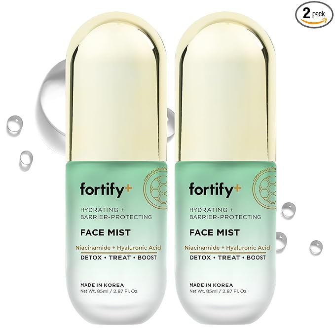 Fortify Skincare Hydrating Face Mist with Hyaluronic Acid & Niacinamide - 3-in-1: Detox, Treat, Boost - Dermatologist Tested - Fragrance-Free, For All Skin Types - Korean Skin Care - 2.87oz - 2 Pack