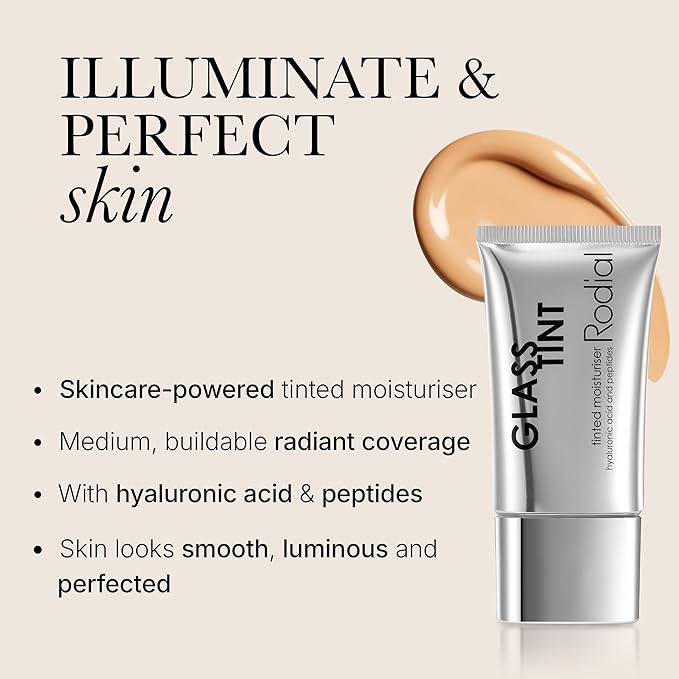 Rodial Glass Skin Tint - Tinted Moisturizer Shade 2 Hamptons, Liquid Lightweight Foundation for Natural Makeup (1 fl oz)