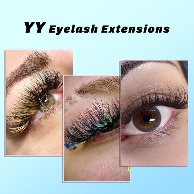 VAVALASH YY Lash Extensions Blue + Purple Color Tray Easy Premade Volume 2D Fans Eyelash Extension YY Type Natural Volume Lashes Extension Soft Matte Black Lashes (Blue + Purple-YY-0.07-D-8-15mm)