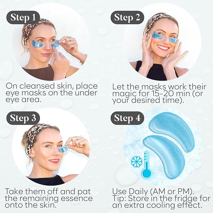 BLOOMORA Hyaluronic Acid Under Eye Patches (30 Pairs) - For Dark Circles & Puffiness - Hydrating Eye Mask for Care