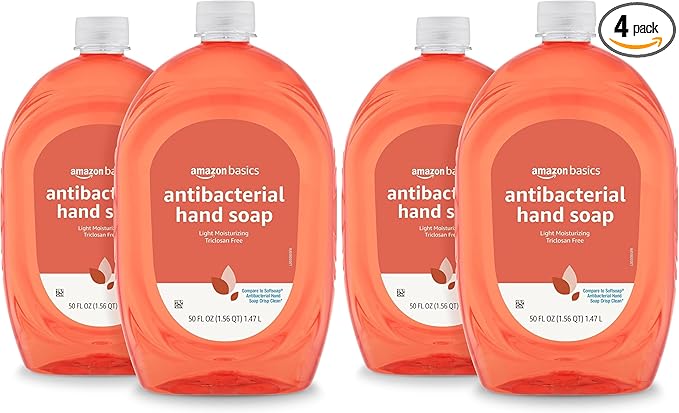 Amazon Basics Liquid Hand Soap Refill, Light Moisturizing, Triclosan-Free, Dermatologist-Tested, pH Balanced, Citrus, 50 Fl Oz (Previously Solimo) (Pack of 4)