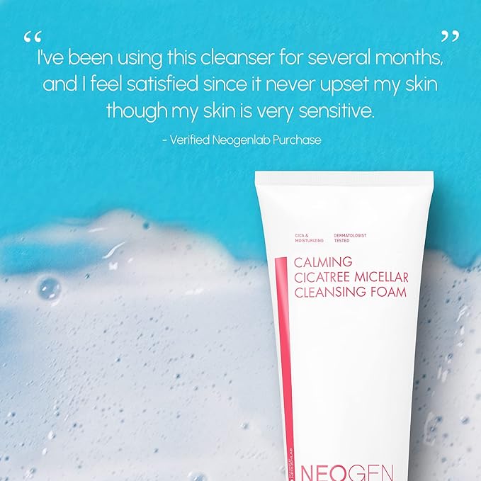 DERMALOGY by NEOGENLAB NEOGEN Calming Cica Tree Micellar Cleansing Foam 6.76 Fl Oz (200ml) - Hydrating, Creamy Foam Cleanser for Sensitive Skin, Clean Beauty - Korean Skin Care