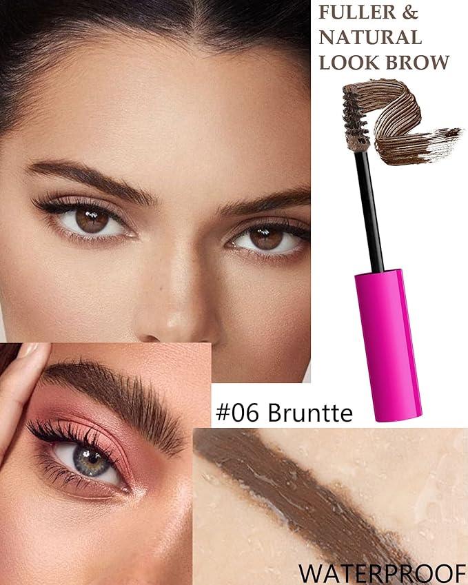Waterproof Tinted Brow Gel Kit-Brunctte Thickening Eyebrow Mascara Gel & Clear Setting Brow Glue, Brow Filler Dye Brow Gream,Long Lasting Eye Makeup for Women,Light Medium Dark Brown-Set 06
