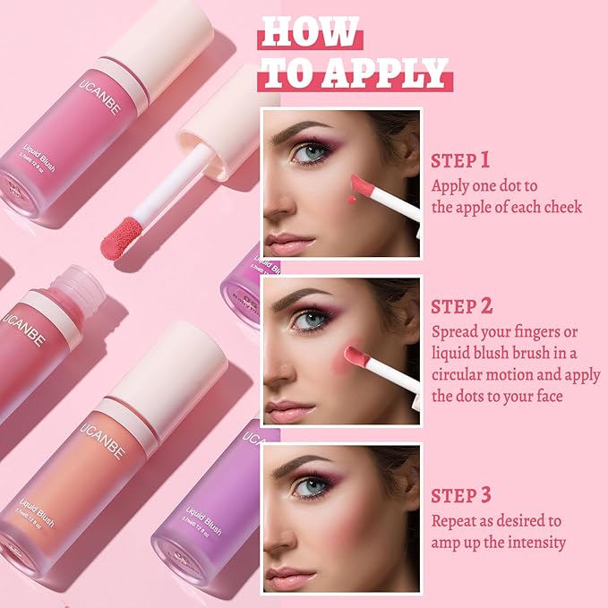 UCANBE Liquid Matte Blush Makeup for Cheeks, Highly Pigmented, Long Lasting, Anti-scratch, Natural-Looking, Daily Use Makeup Blush Suitable for Women Girls(06 Lavender)