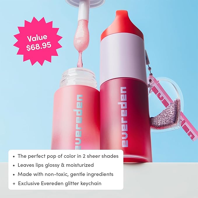 Evereden Happy Kids Skin & Lips Routine - Multi-Vitamin Face Wash & Face Cream Melon & Tinted Lip Oil Ruby Red Set - Clean & Vegan Skin Care for Kids 3+ - Moisturizing, Nourishing, & Protective