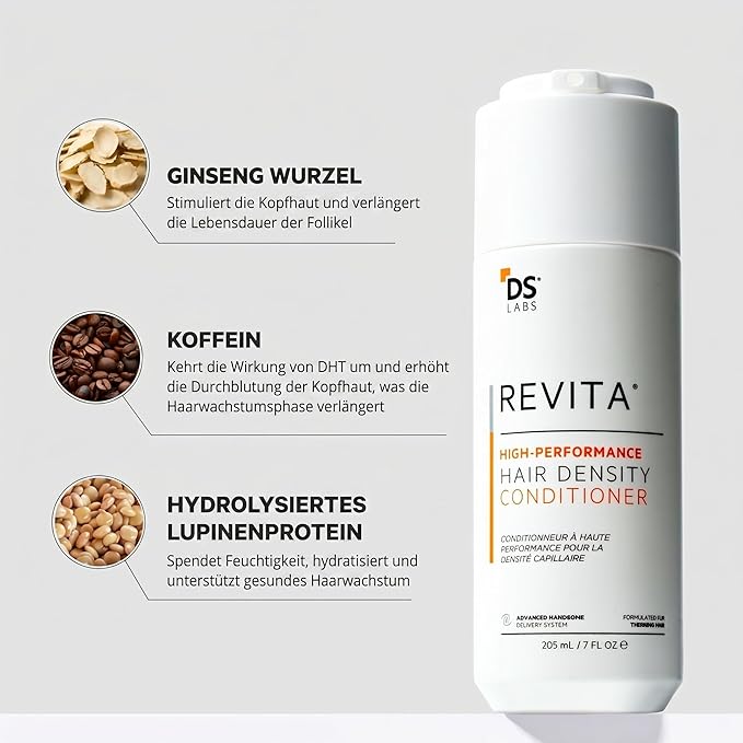 DS Labs For Men & Women Revita Conditioner - Scalp Refreshing Hydration for Fuller Looking, Weightless Hydration, Caffeine, Turmeric, Sulfate & Silicone Free, Color Safe, 205 mL