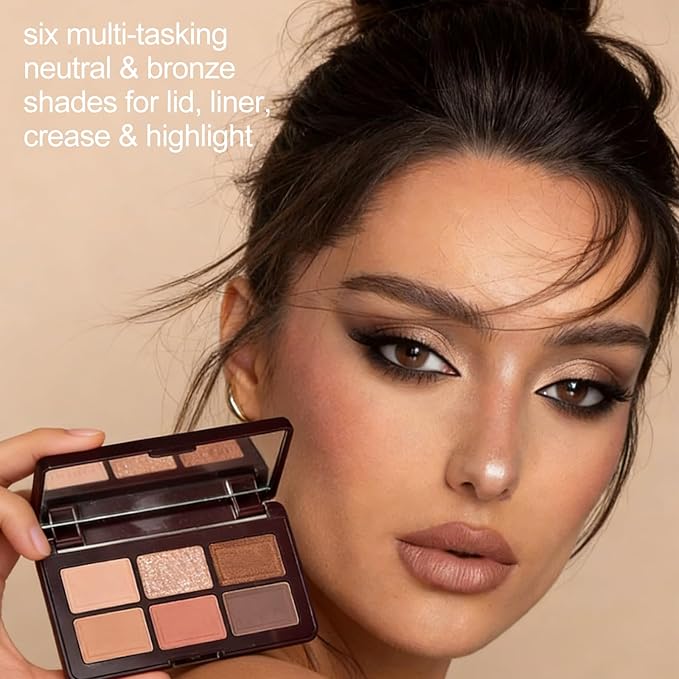 KYDA 6 Colors Brown Eyeshadow Palette, Netural Brown Bronzer with Shimmer and Matte Shades, Long Wear Rich Pigment, Blendable Lightweight Formula, Travel Friendly Mini Makeup Palette, Cruelty Free