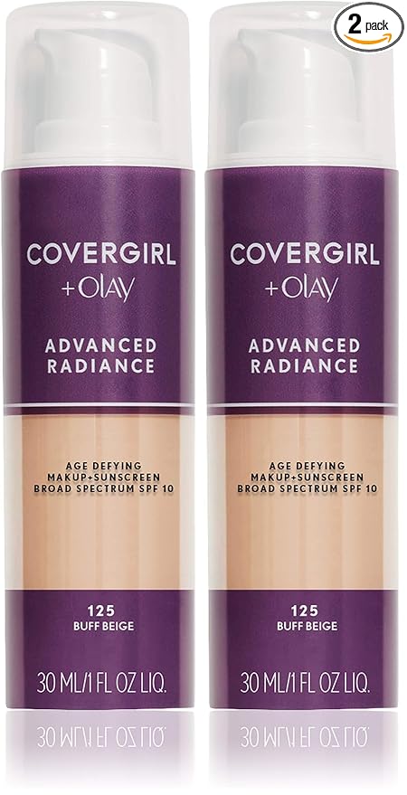 COVERGIRL Advanced Radiance Age-Defying Foundation Makeup, Buff Beige, 1 oz (Packaging May Vary), (Pack of 2)