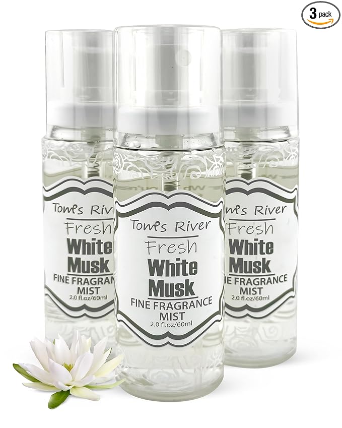 Tom's River Fine Fragrance Body & Hair Mist | White Musk Scented (Pack of 3) | For Daily Use | Travel-Friendly | 2 fl oz/ 60ml per Bottle