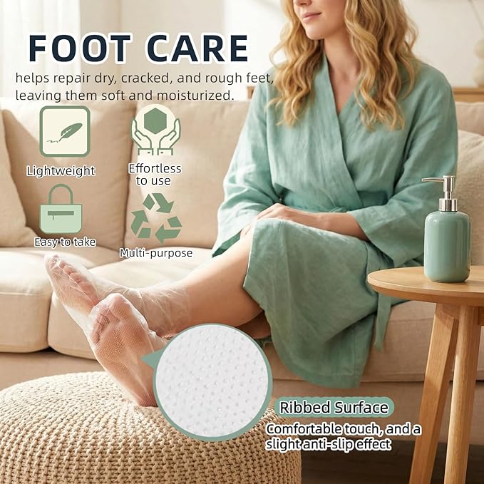 Plastic Disposable Foot Covers, Paraffin Bath Liners for Foot Pedicure Hot Spa Wax Treatment, Larger Thicker Thermal Therapy Feet Covers Bags Plastic Socks Liners (12.2" L x 6.7" W(Pack of 100))