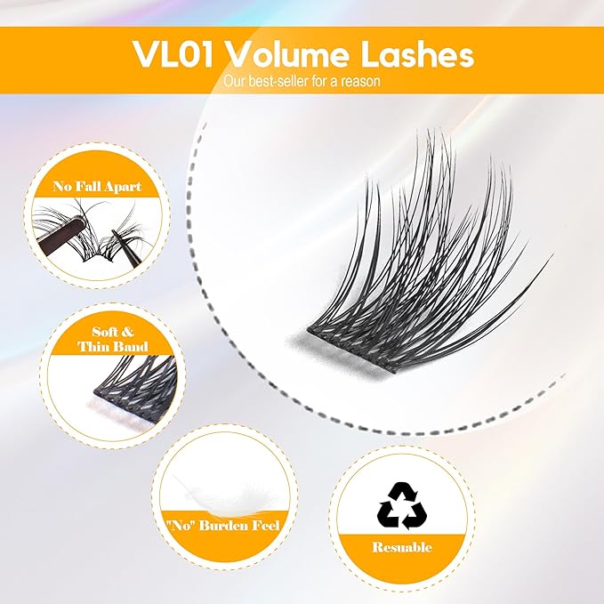 LA MAESII 144Pcs Lash Clusters, Volume Eyelash Clusters,10-14mm Individual Lashes Eyelash Extension,Large Tray(PL01)