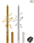 Gold Silver Shimmer Eyeliner Pencil Gel, Waterline Multi-Use Longwear Colored Eye Liner Pen, Waterproof Smudge Resistant, Cream Eye Brightener Pencil Makeup Pen with Sharpener, Delineador De Ojos