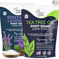 FOOT CURE Tea Tree Oil & Soothing Lavender Foot Soak with Epsom Salt - Best Toenail Treatment & Softens Calluses - Soothes Sore & Tired Feet, Foot Odor Scent, Spa Pedicure - 16 oz (Pack of 2)