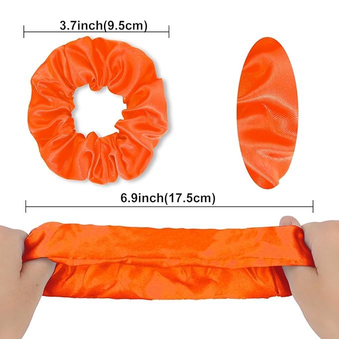 Silk Satin Scrunchies for Women Girls 12 PCS Pink and Orange Hair Scrunchies Silk Satin Hair Ties for Thick Hair Bulk Hair Ties Hair Accessories