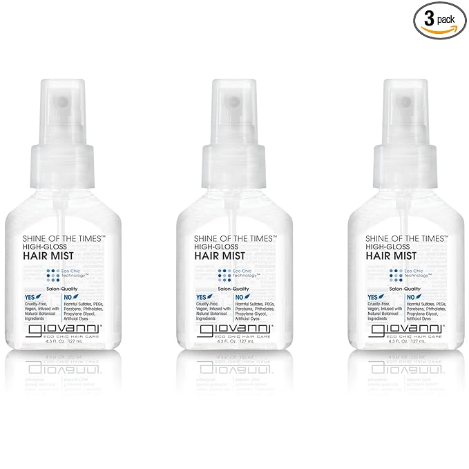 GIOVANNI Shine of the Times Finishing High-Gloss Hair Mist - Anti Frizz, Color Safe, Salon Quality, Cruelty-Free, No Parabens, Infused with Natural Botanical Ingredients - 4.3 oz (3 Pack)
