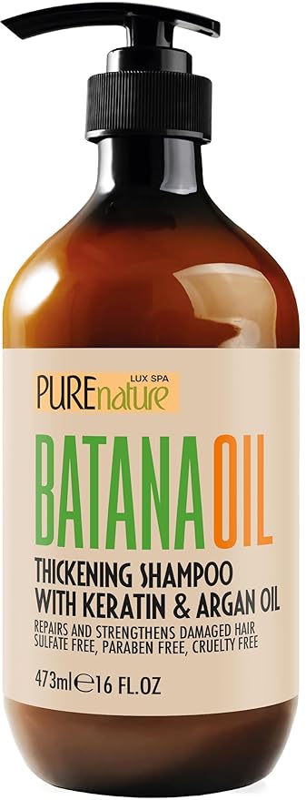 Batana Oil Shampoo - Sulfate Free Thickening Formula - Paraben Free Volumizing Shampoo for Thinning, Fine Hair - Professional Volume Boosting Salon Care for Women and Men with Thin Hair - 16 Fl Oz