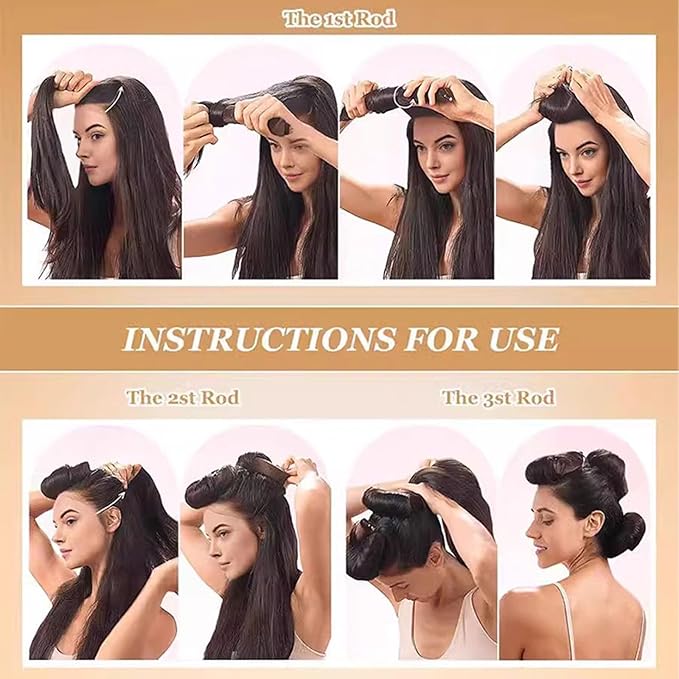 ZKSM Heatless Curls Overnight Hair Curlers to Sleep in,Heatless Hair Curler Velvet, Overnight Blowout Rods Heatless Curls for Short Long Hair All Hair Types Styling Tools Brown（3PCS）