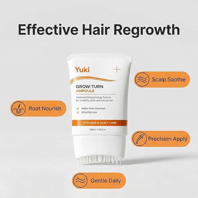 Yuki Hair Growth Serum With Built-In Scalp Brush, Heartleaf-Derived Exosomes To Revitalize, Scalp Serum For Hair Growth, Stronger Healthier Roots, Lightweight, Non-Greasy Feel