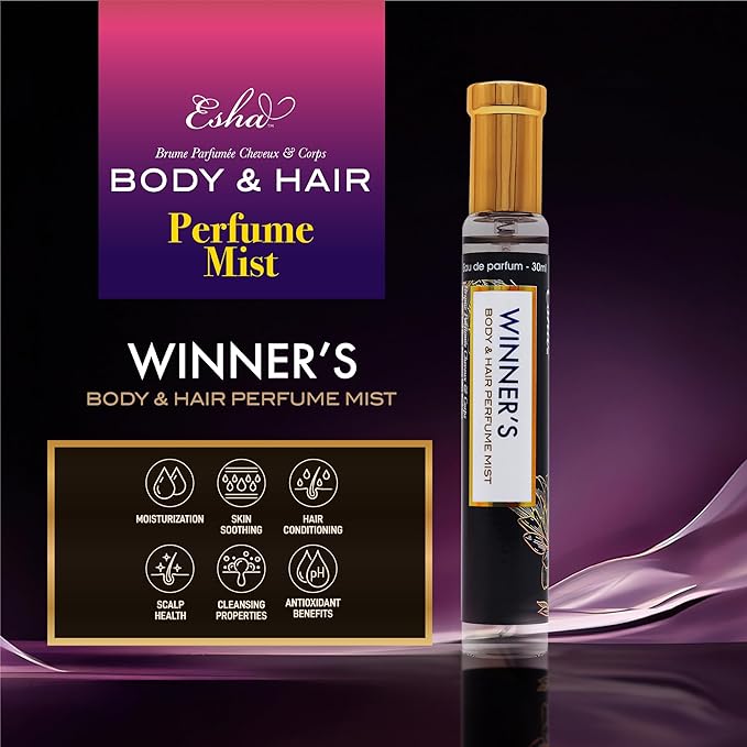 Esha Body & Hair Perfume Mist - Eau de Parfum for Women - Infused with Betaine - Essence of Bergamot and Meringue (WINNER'S)