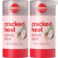 Onyx Professional Cracked Heel Repair Balm Stick for Dry Cracked Feet Treatment, Coconut Scent, 2 pack - Moisturizing Foot Balm, Rolls On, Cracked Heel Treatment